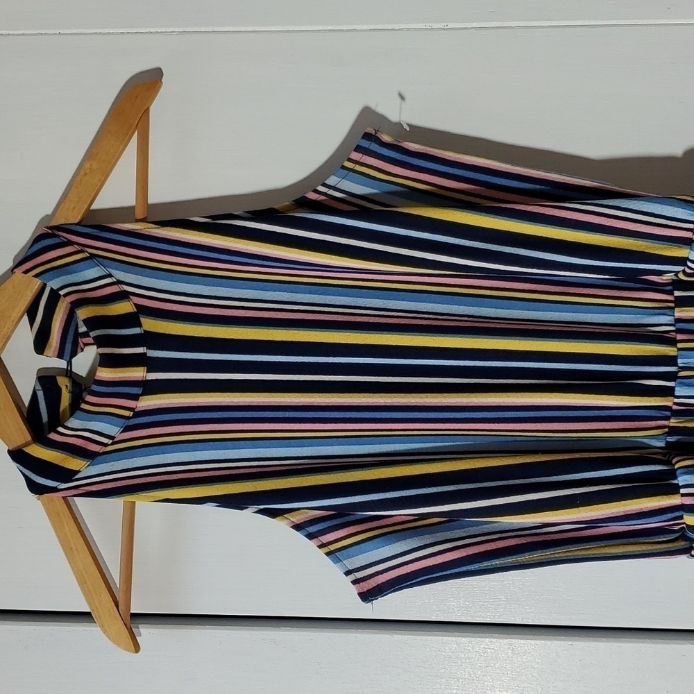 Eye Candy|Womens Multi-Color Striped High Neck Jumpsuit 60's 70's Trendy  Sz.M